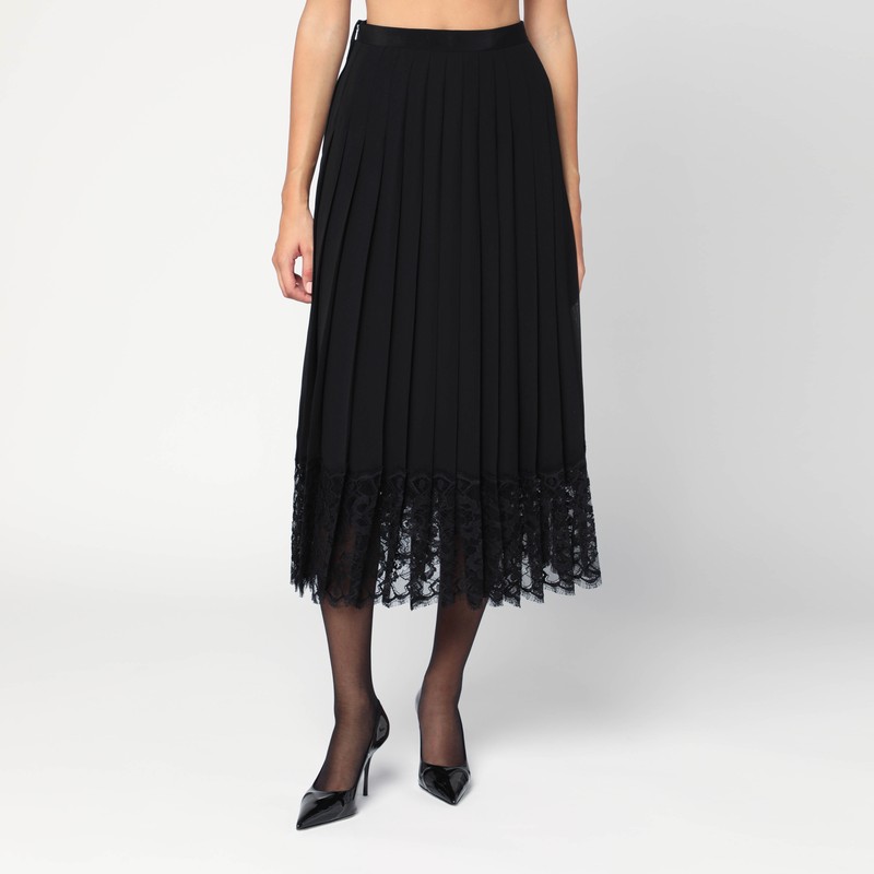 Gonna midi in chiffon and black lace