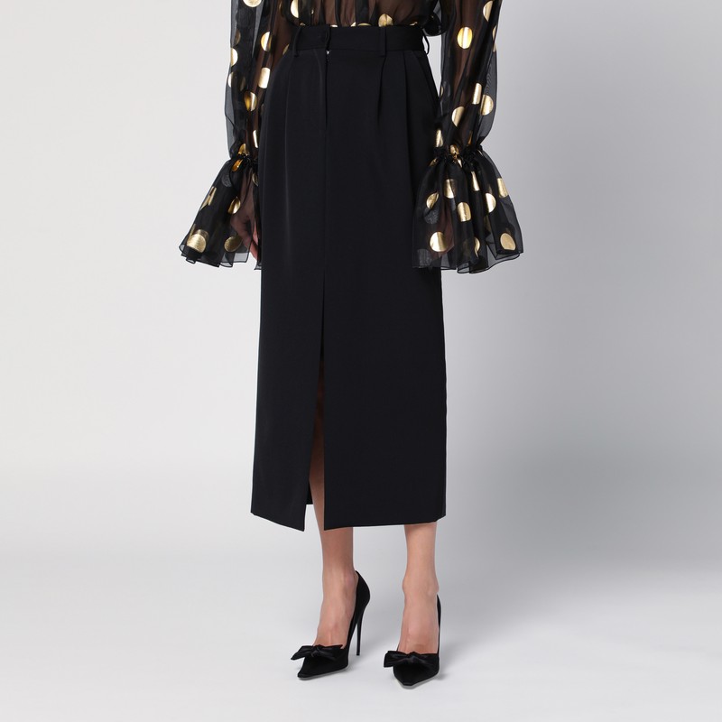 Dolce & Gabbana Wool-blend Pencil Midi Skirt In Black