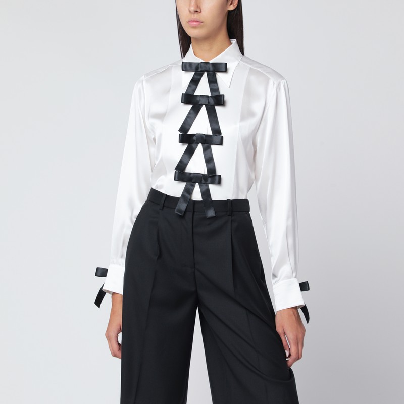 White silk shirt with bows