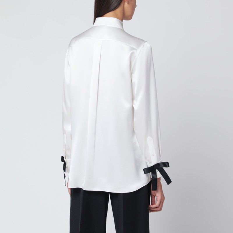 Dolce & Gabbana White Silk Shirt With Bows In White