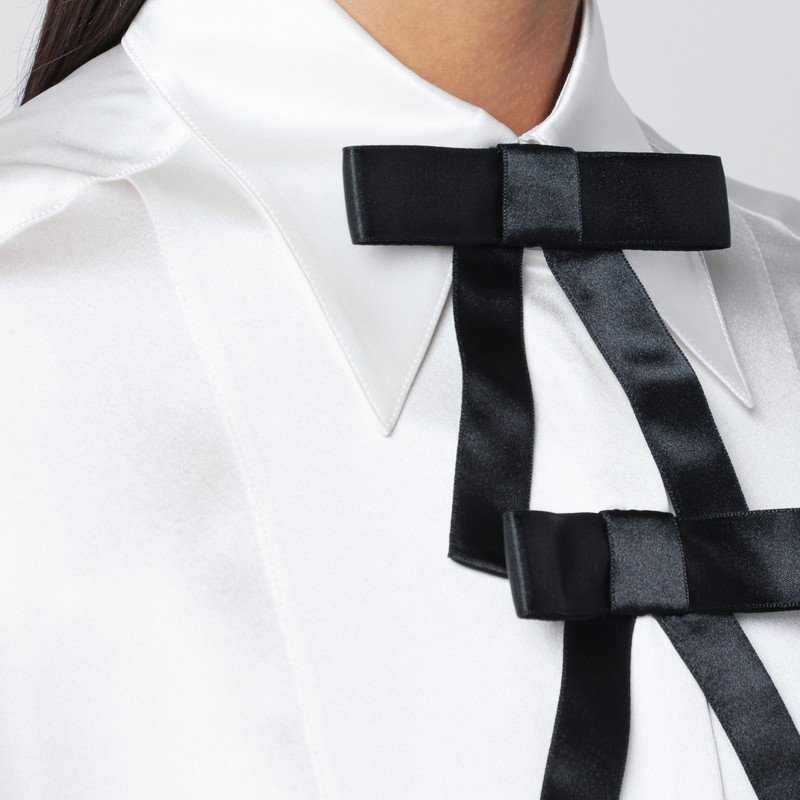 Dolce & Gabbana White Silk Shirt With Bows In White