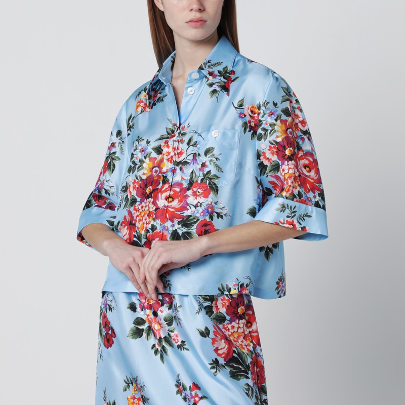 Silk twill shirt with floral print