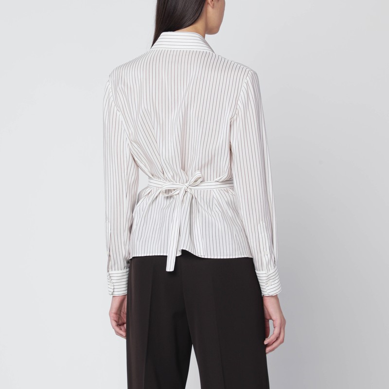 Dolce & Gabbana White Pinstriped Shirt In Silk And Cotton In White
