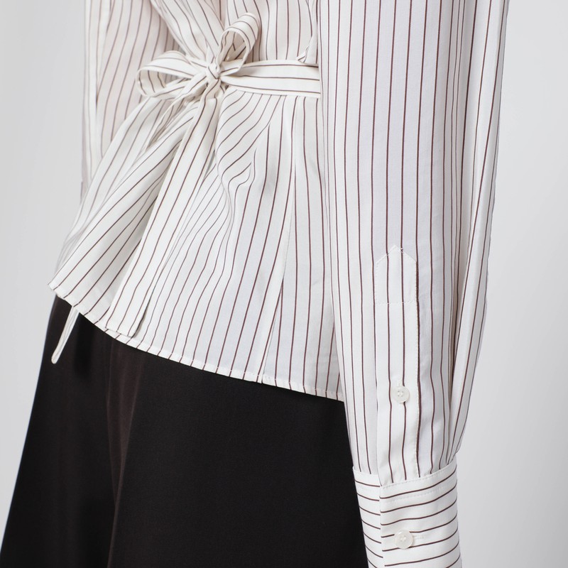 Dolce & Gabbana White Pinstriped Shirt In Silk And Cotton In White
