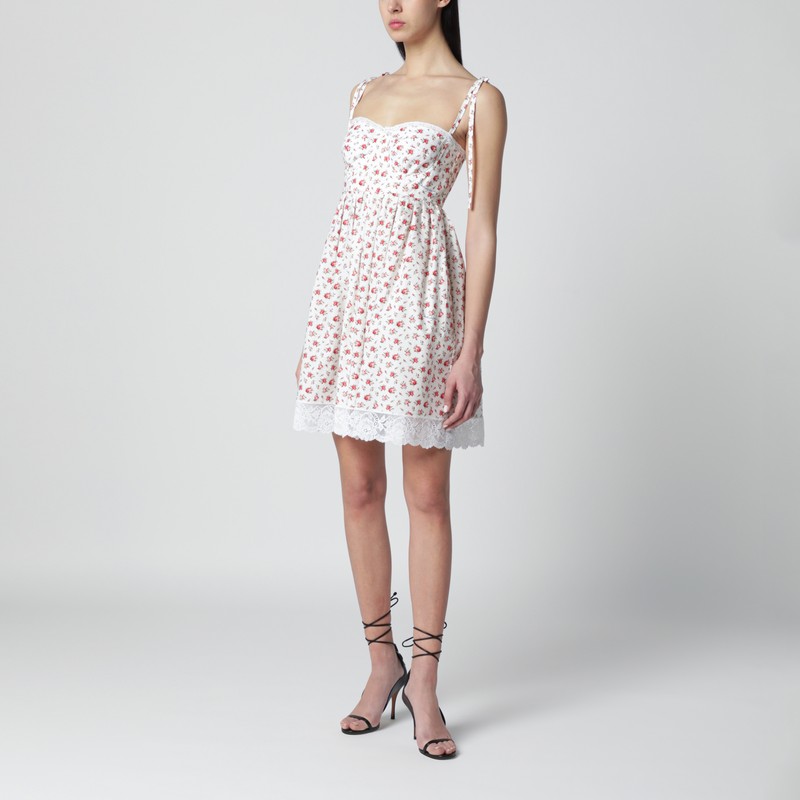 White mini dress with Roselline print