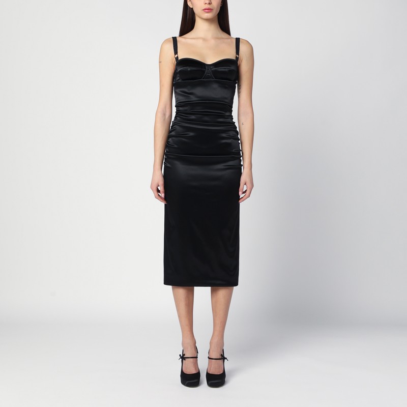 Draped black dress with bra detail