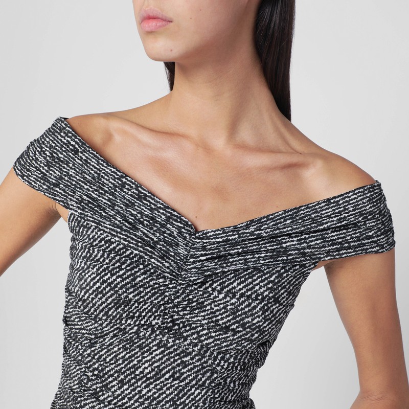 Dolce & Gabbana Diagonal Print Dress In Silk Blend In Gray