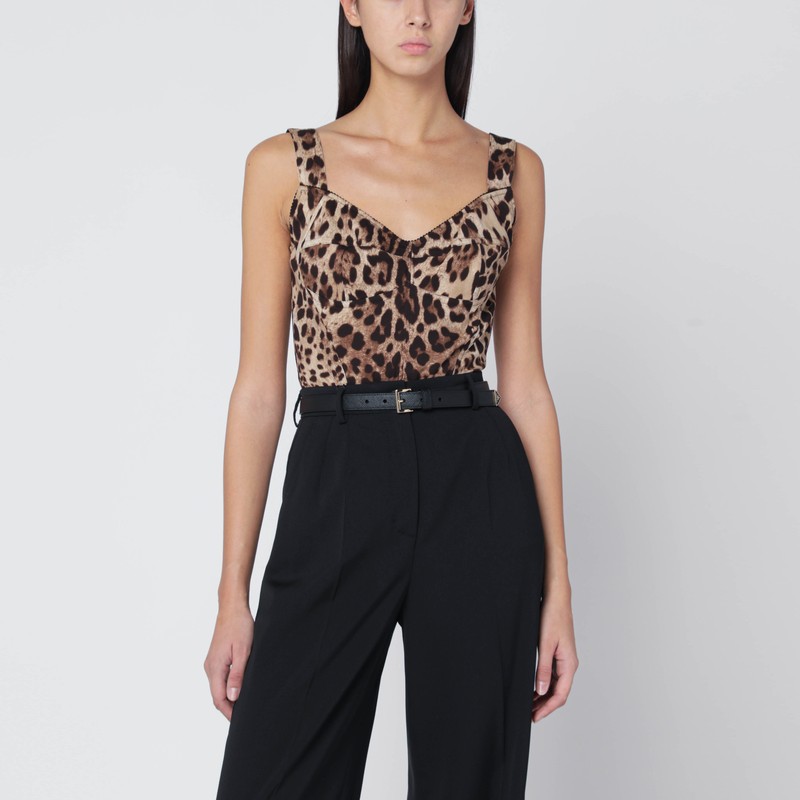 Charmeuse bustier with leopard print