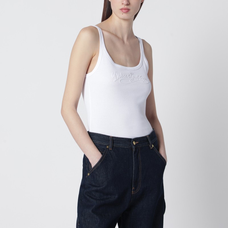 White tank top with logo embroidery