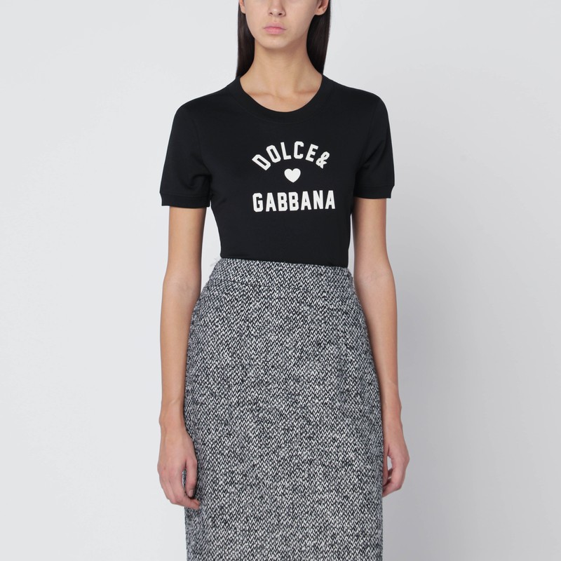 Black cotton logo T-shirt