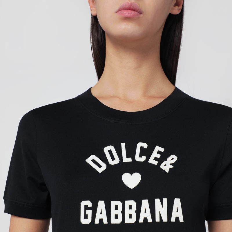 Dolce & Gabbana Black Cotton Logo T-shirt In Black