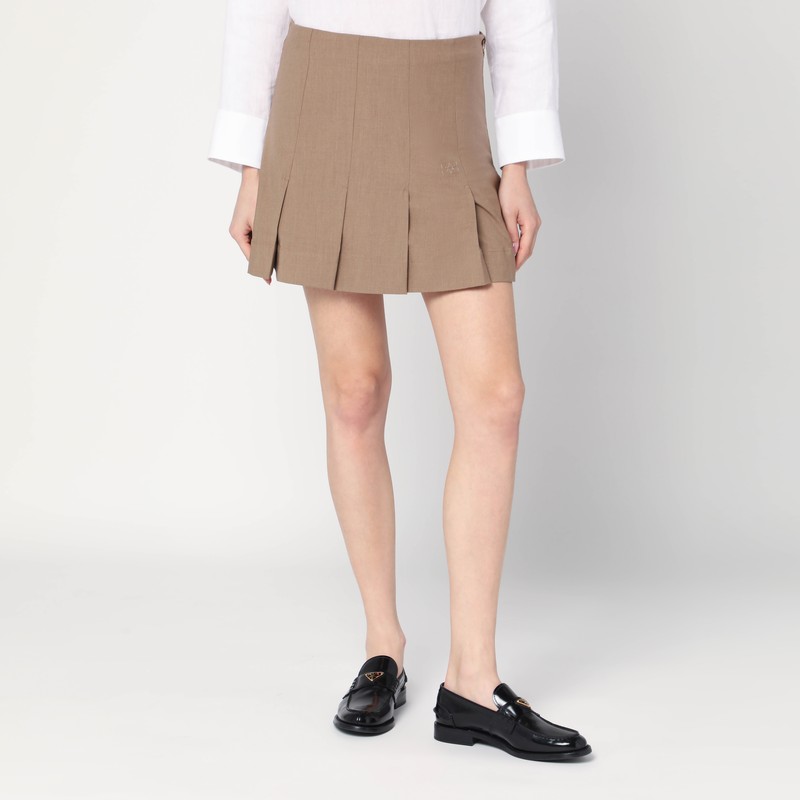 Beige flounced mini skirt