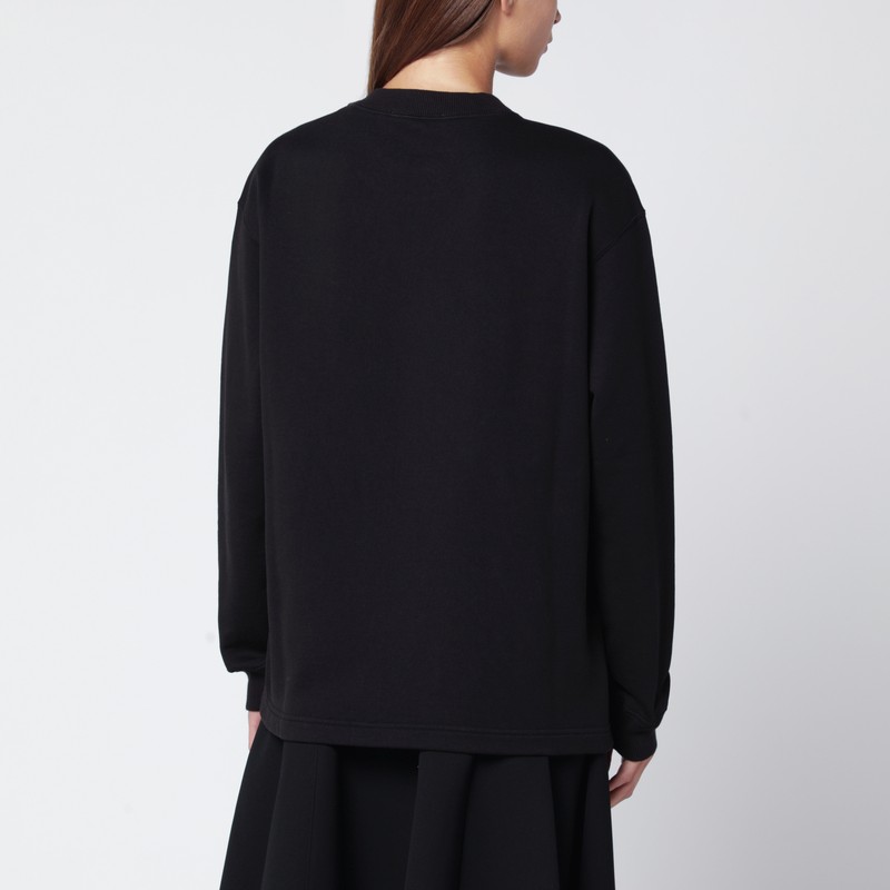 Dolce & Gabbana Logo Patch Cotton Crew Neck Sweatshirt In Black