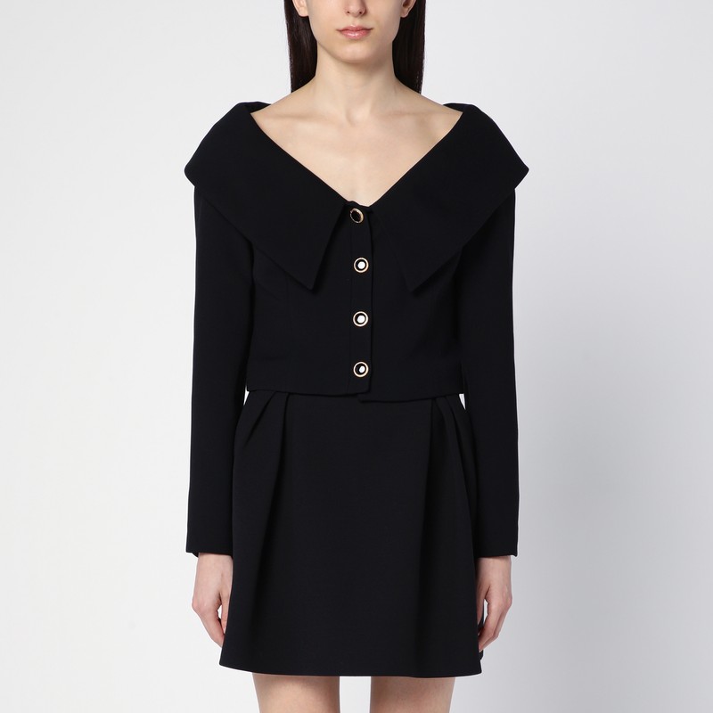 Alessandra Rich Single-breasted Off-shoulder Blazer In Black