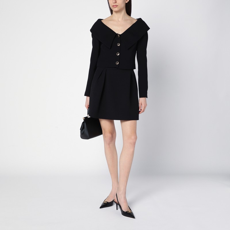 Alessandra Rich Mini Wrap Skirt In Pied De Poule In Black