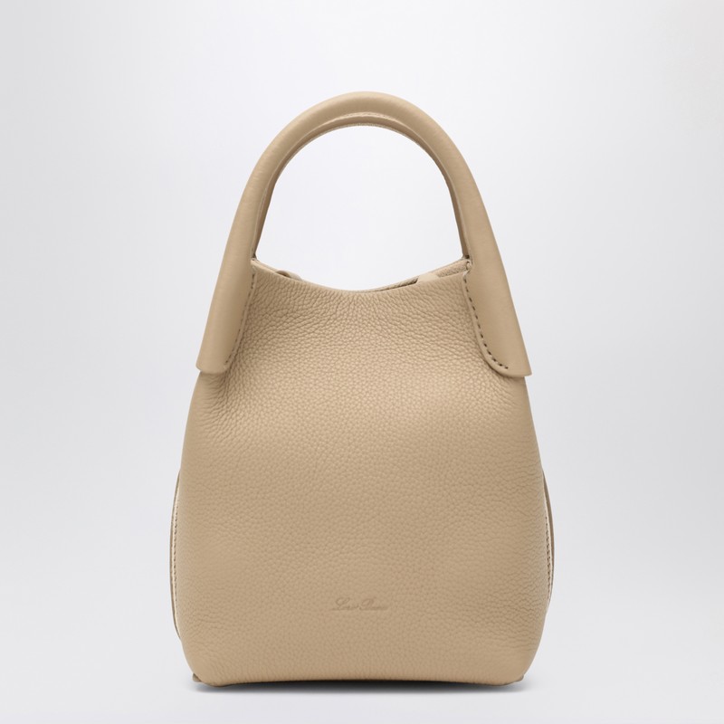 Loro Piana Micro Bale Bag In Light Mastic Grained Leather In Sand