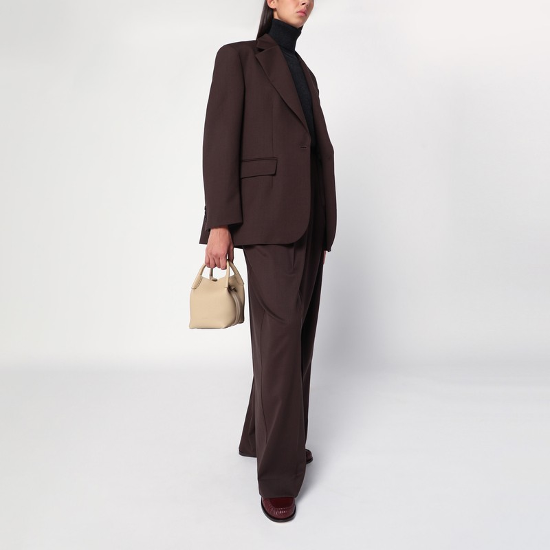 Loro Piana Micro Bale Bag In Light Mastic Grained Leather In Sand