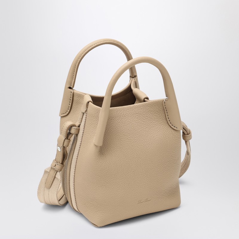 Loro Piana Micro Bale Bag In Light Mastic Grained Leather In Sand