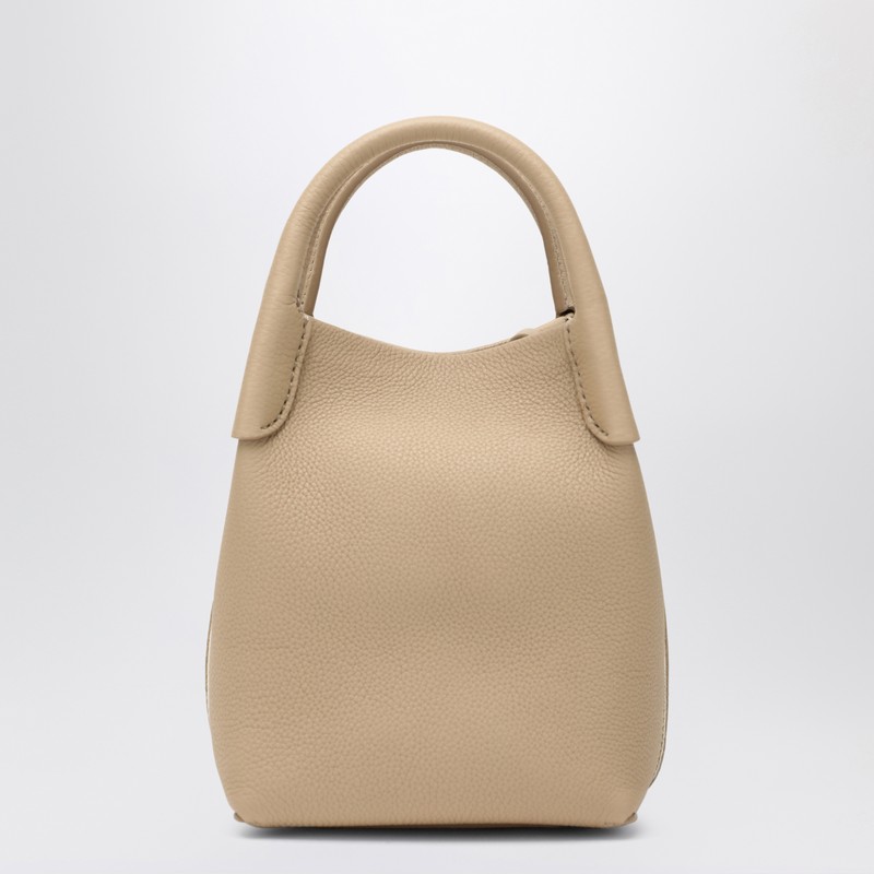 Loro Piana Micro Bale Bag In Light Mastic Grained Leather In Sand