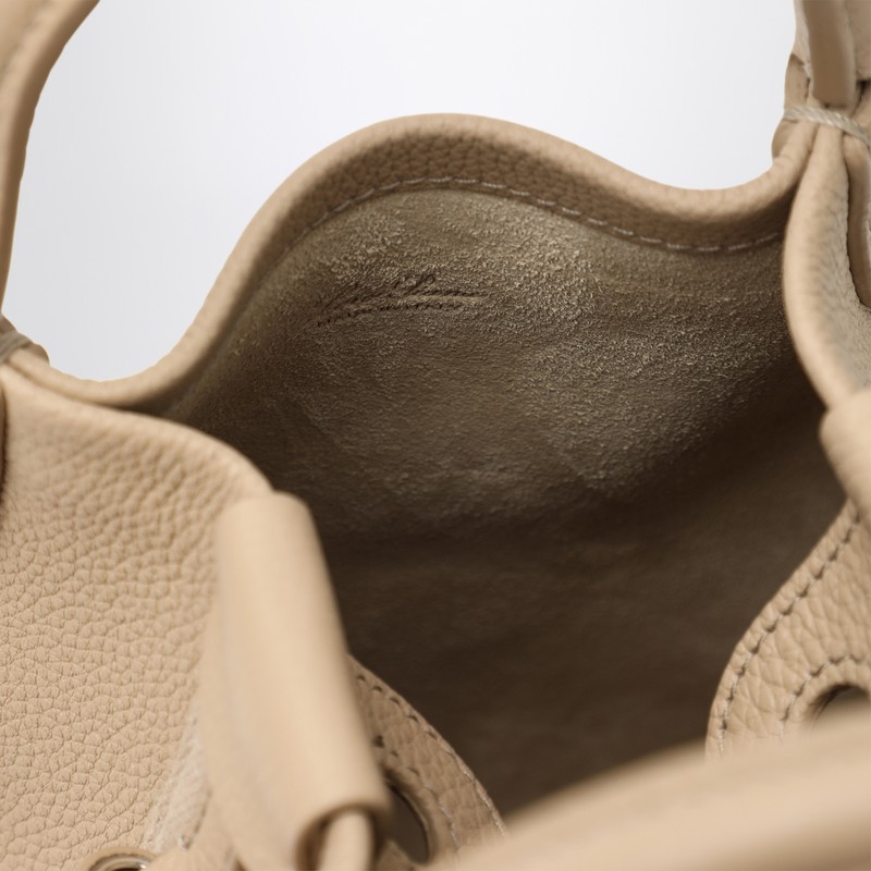 Loro Piana Micro Bale Bag In Light Mastic Grained Leather In Sand