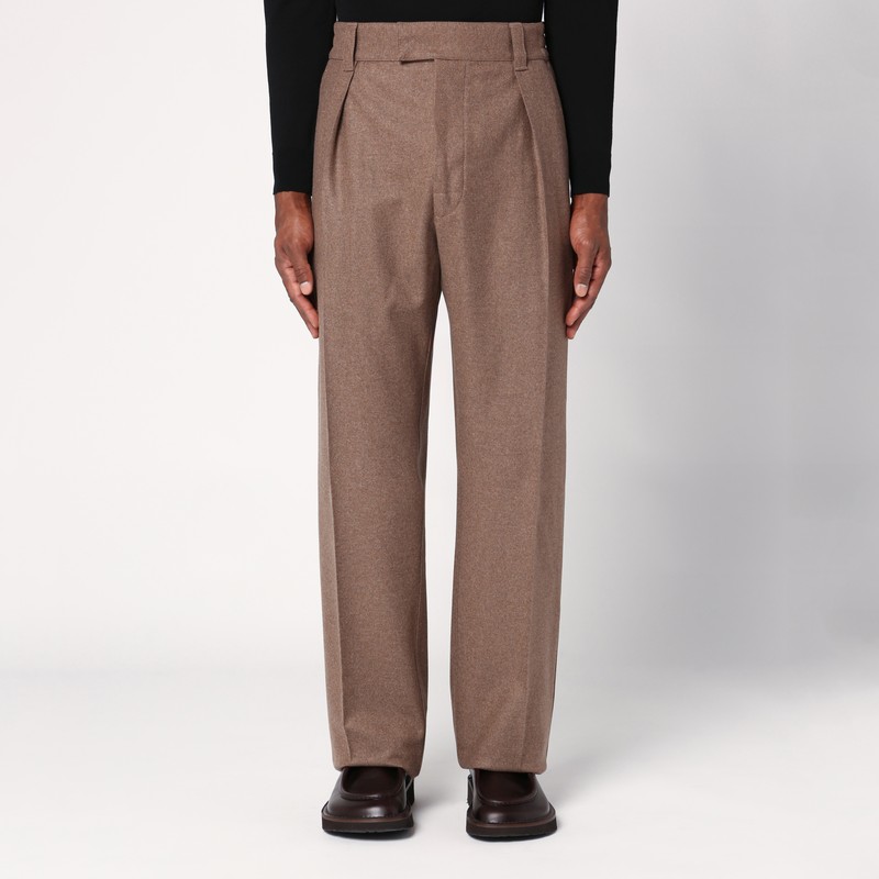 Beige wool and cashmere trousers