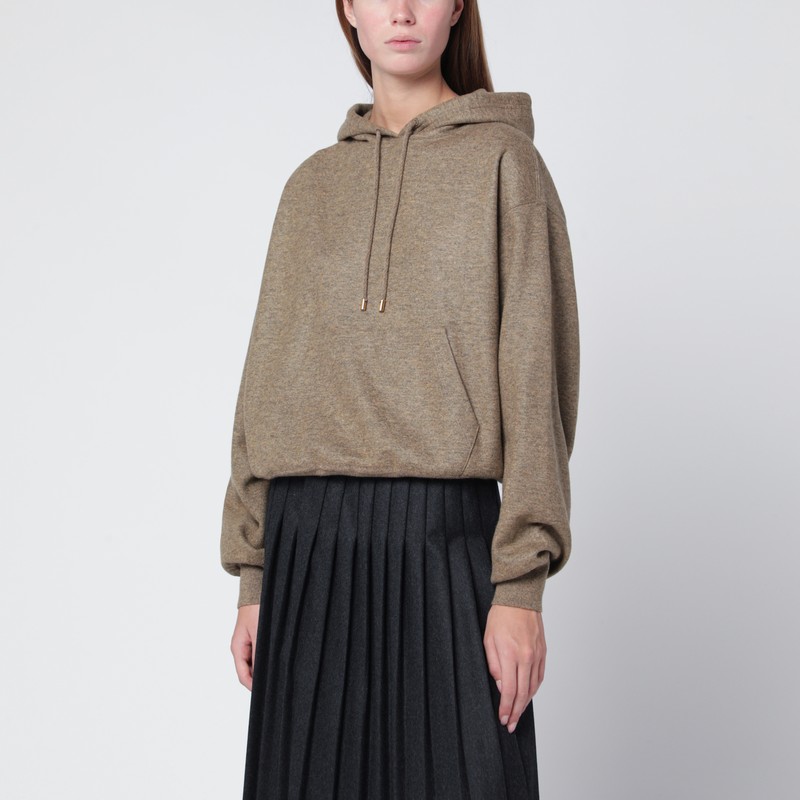 Brown hoodie in cashmere blend