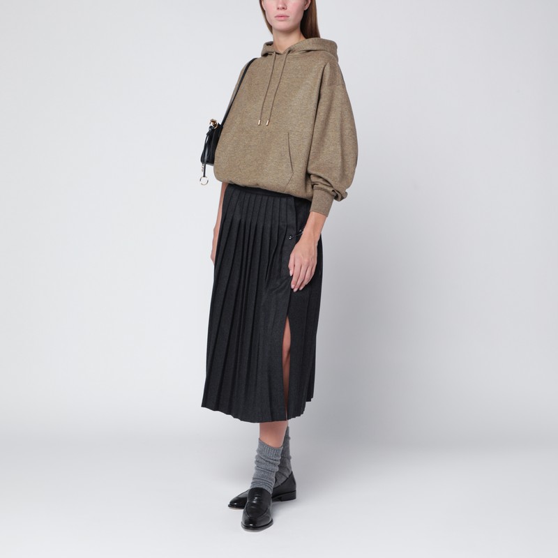 Loro Piana Brown Hoodie In Cashmere Blend In Sand