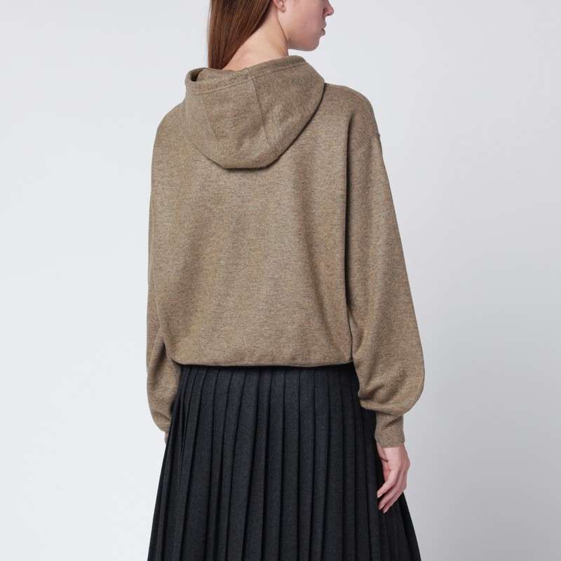 Loro Piana Brown Hoodie In Cashmere Blend In Sand