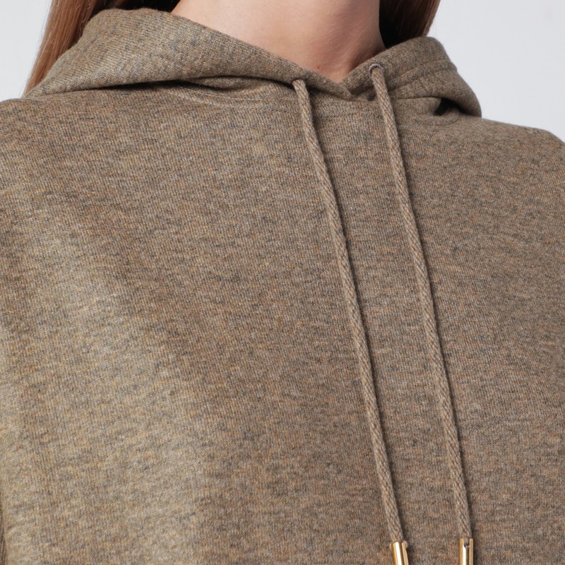 Loro Piana Brown Hoodie In Cashmere Blend In Sand