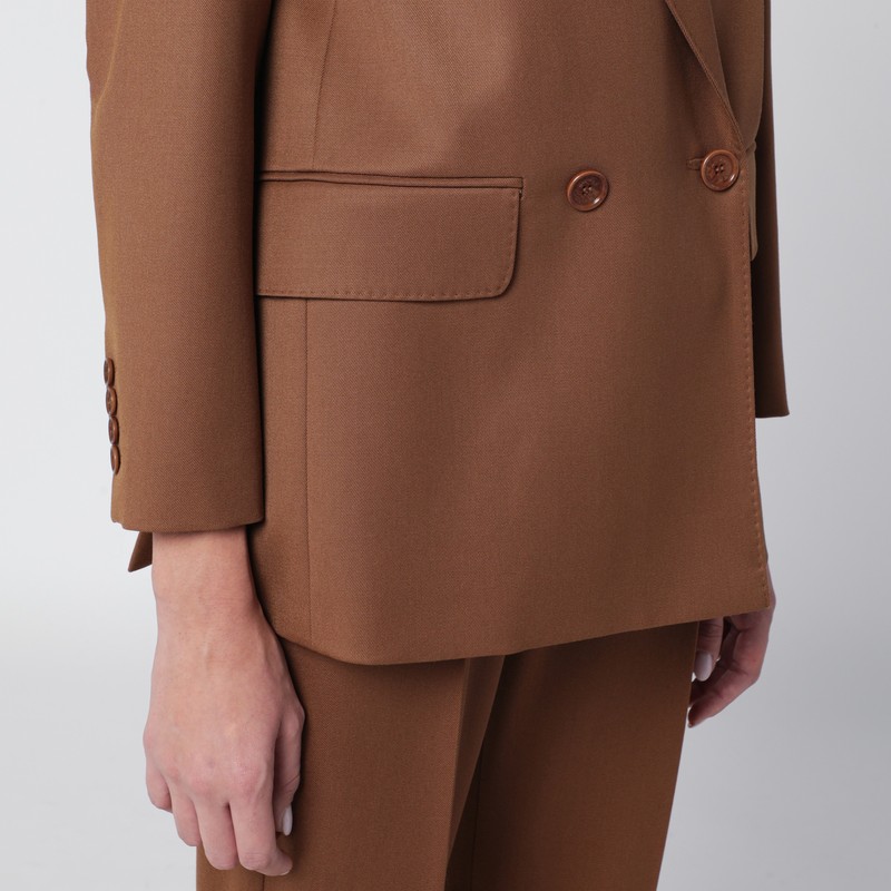 Max Mara Double Breasted Button-up Blazer In Brown