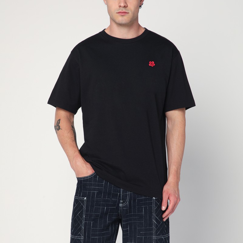 Black crew neck T-shirt in cotton