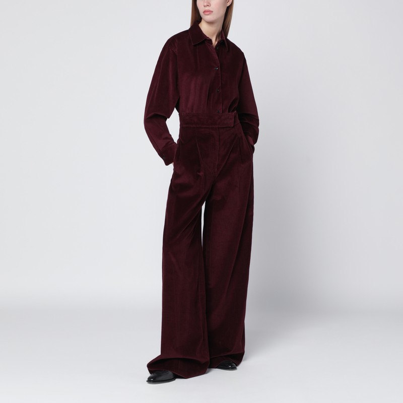 Max Mara Cherry-colored Velvet Shirt-body In Burgundy