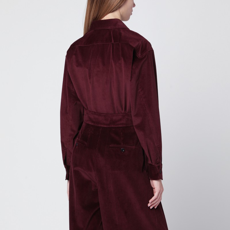 Max Mara Cherry-colored Velvet Shirt-body In Burgundy