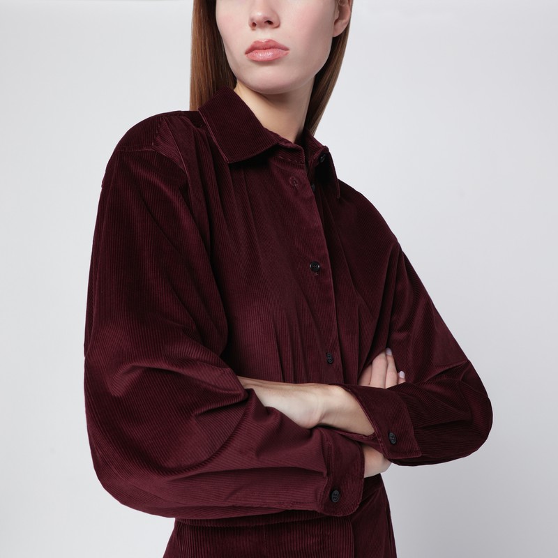 Max Mara Cherry-colored Velvet Shirt-body In Burgundy