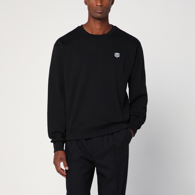 Black crew neck sweatshirt with logo