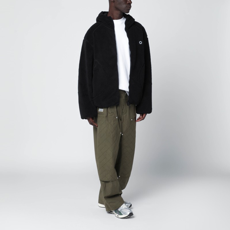 Kenzo Black Hooded Fleece In Black