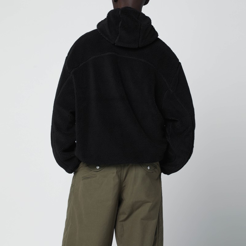 Kenzo Black Hooded Fleece In Black