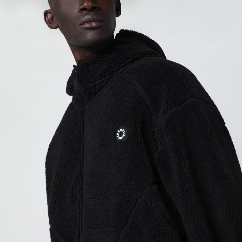 Kenzo Black Hooded Fleece In Black