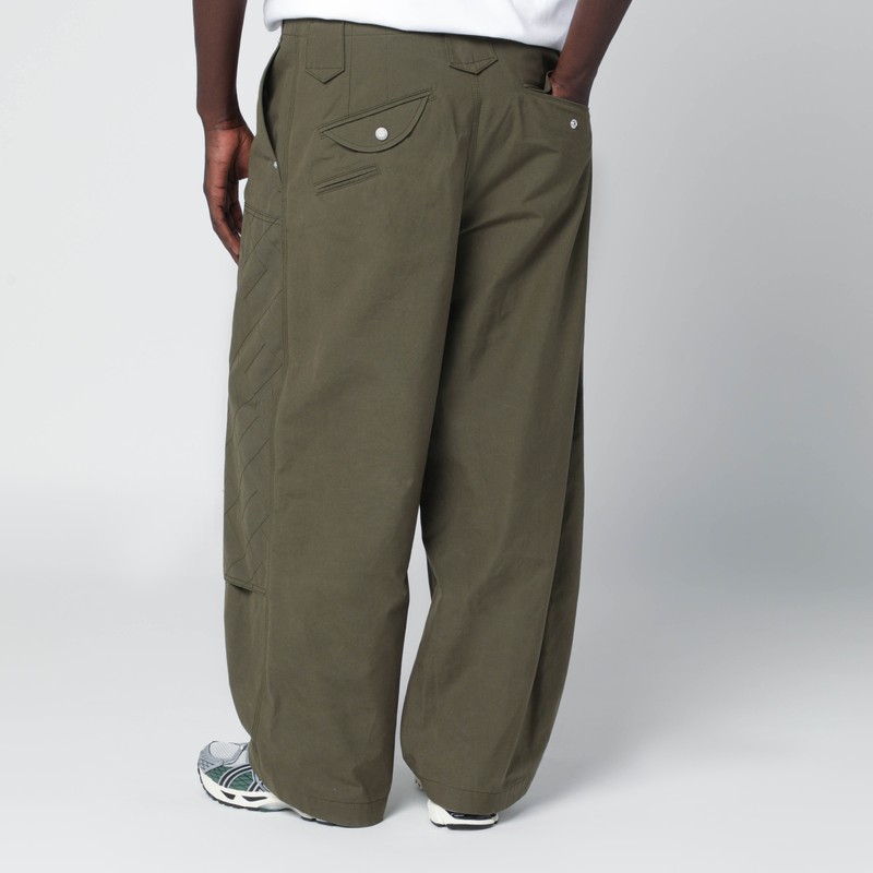 Kenzo Khaki Green Cotton Trousers In Green