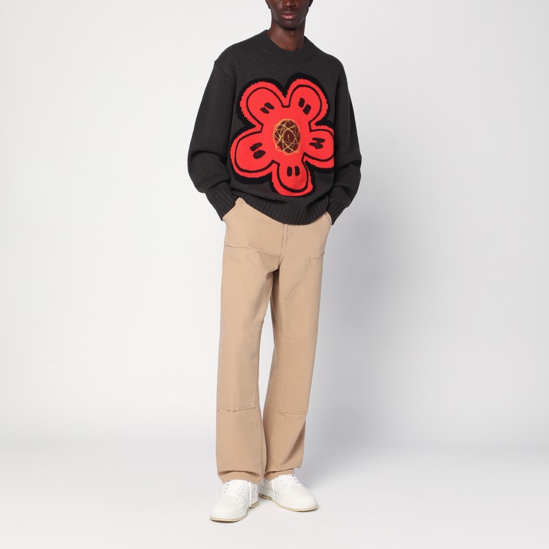 Kenzo Boke Flower Cotton Blend Sweater In Green