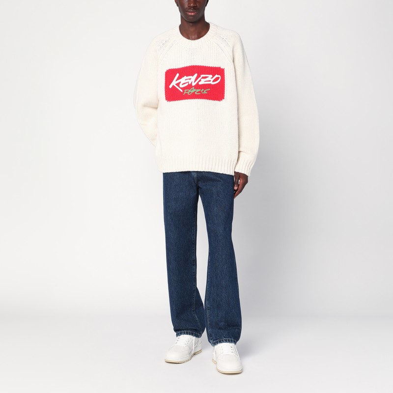 Kenzo X Futura 2000 Sweater In White Wool In White