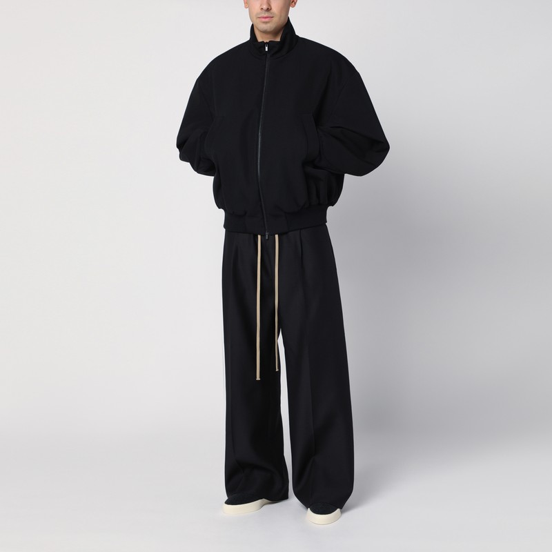 Fear Of God Black Nylon Bomber With High Collar In Black