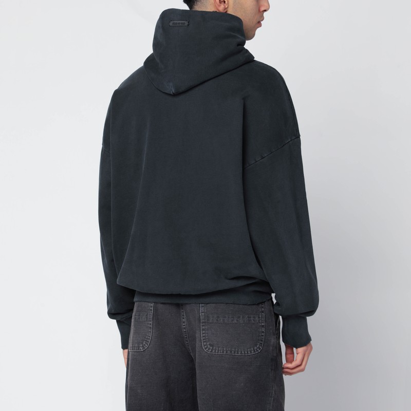 Fear Of God Black Vintage-effect Sweatshirt With Logo Print In Black