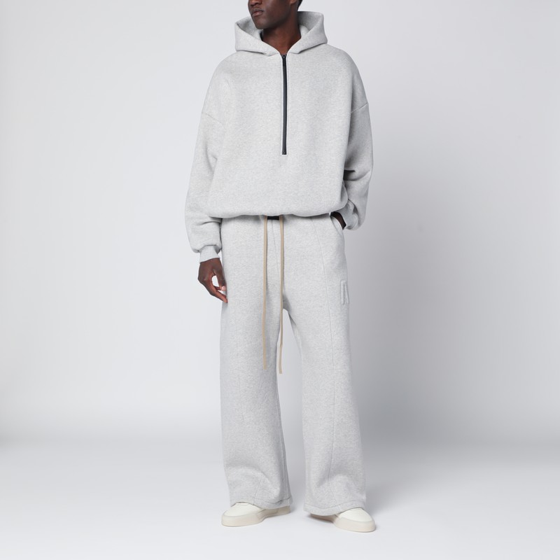 Fear Of God Grey Mélange Hooded Sweatshirt With Zip In Gray