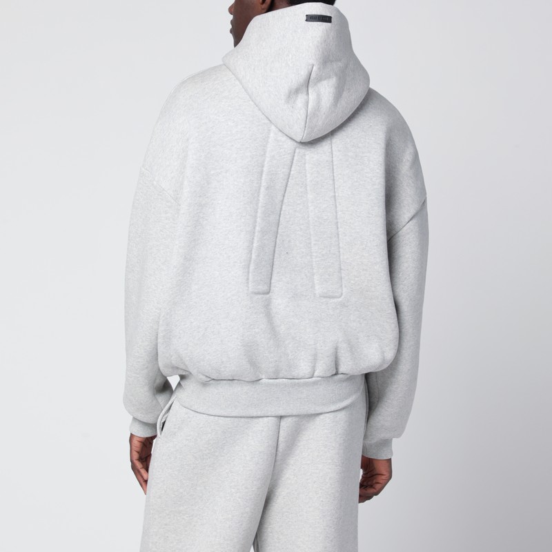 Fear Of God Grey Mélange Hooded Sweatshirt With Zip In Gray