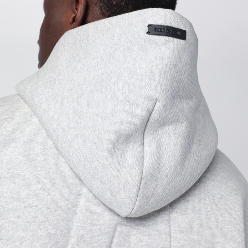 Fear Of God Grey Mélange Hooded Sweatshirt With Zip In Gray