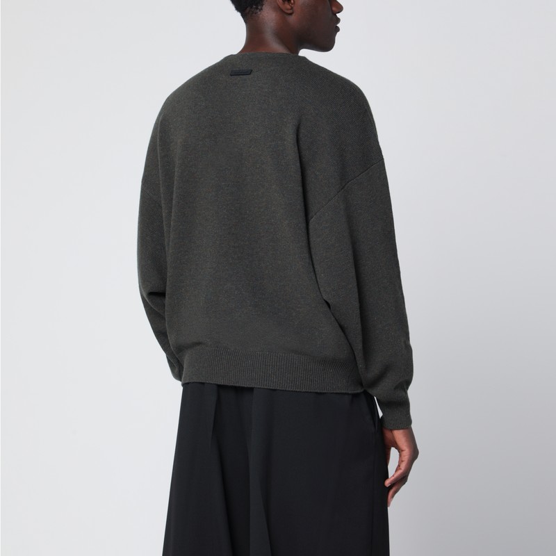 Fear Of God Faded Black Crewneck Sweater In Wool In Black