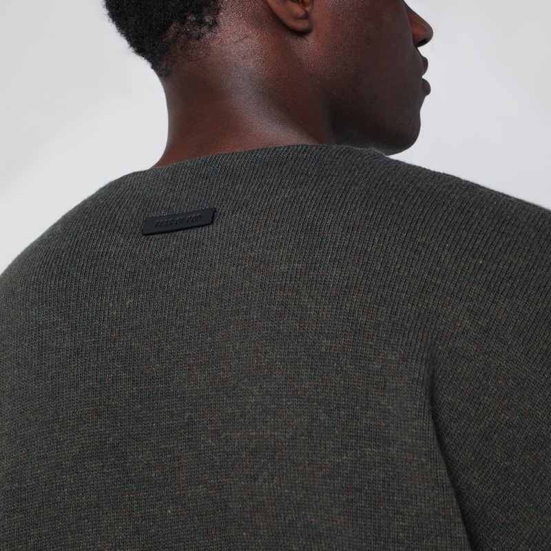 Fear Of God Faded Black Crewneck Sweater In Wool In Black