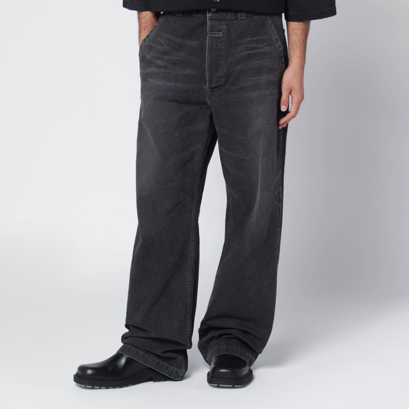 Black washed-effect jeans