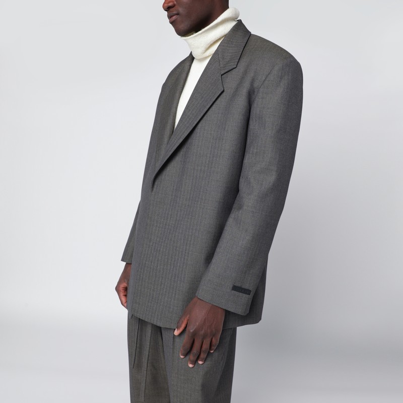 Grey single-breasted wool blazer